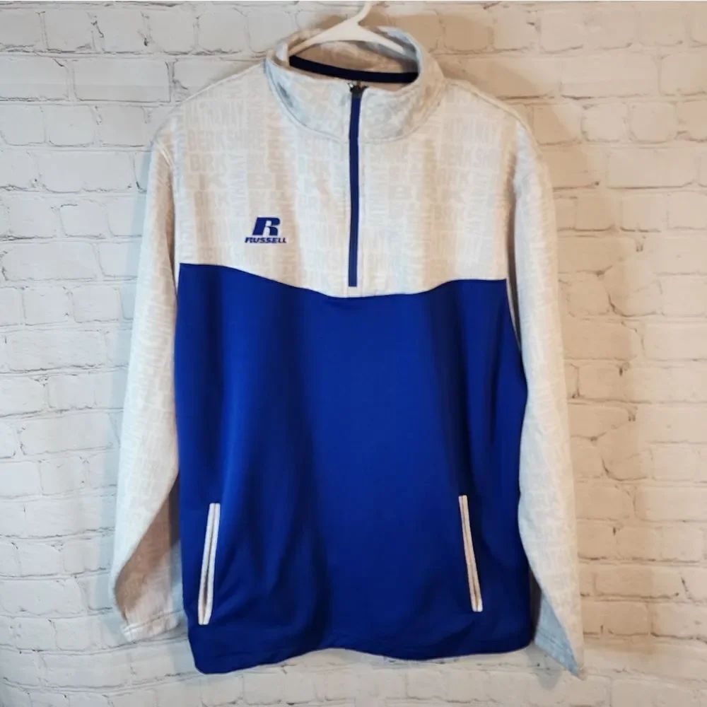 Men's Russell Athletic zip-up fleece sweater, size Large